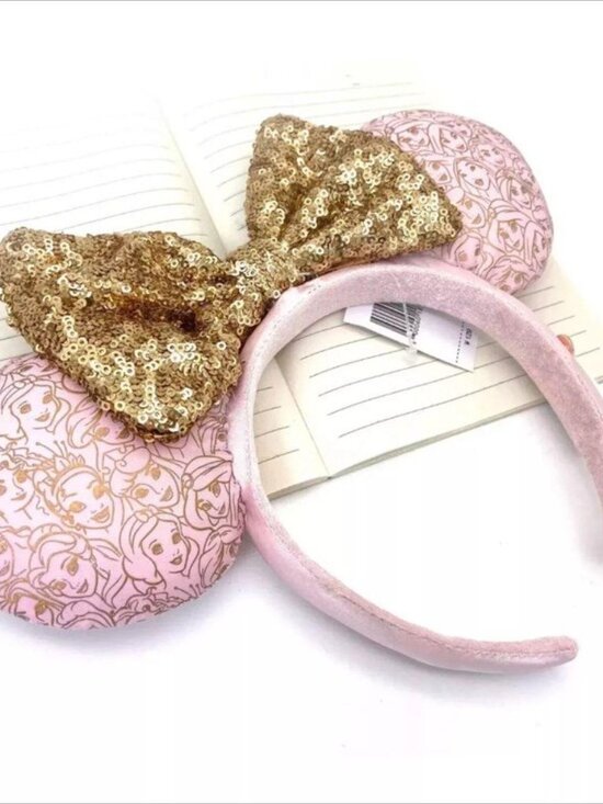 Disney Parks Pink Gold Minnie Mouse Bow Princess Ears Mickey Headband Ears